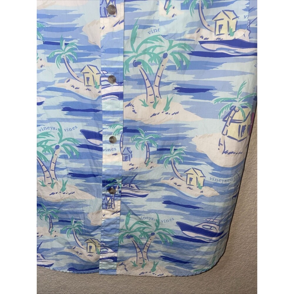 Vineyard Vines Island Tropical shirt Boat L Ocean Short Sleeve button - Picture 6 of 8